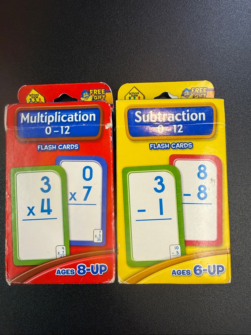 Kids Math flash cards - subtraction and multiplication